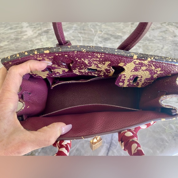 ANCA BARBU Hand Painted Leather Satchel Dollar Sign Pristine Condition - Picture 6 of 7